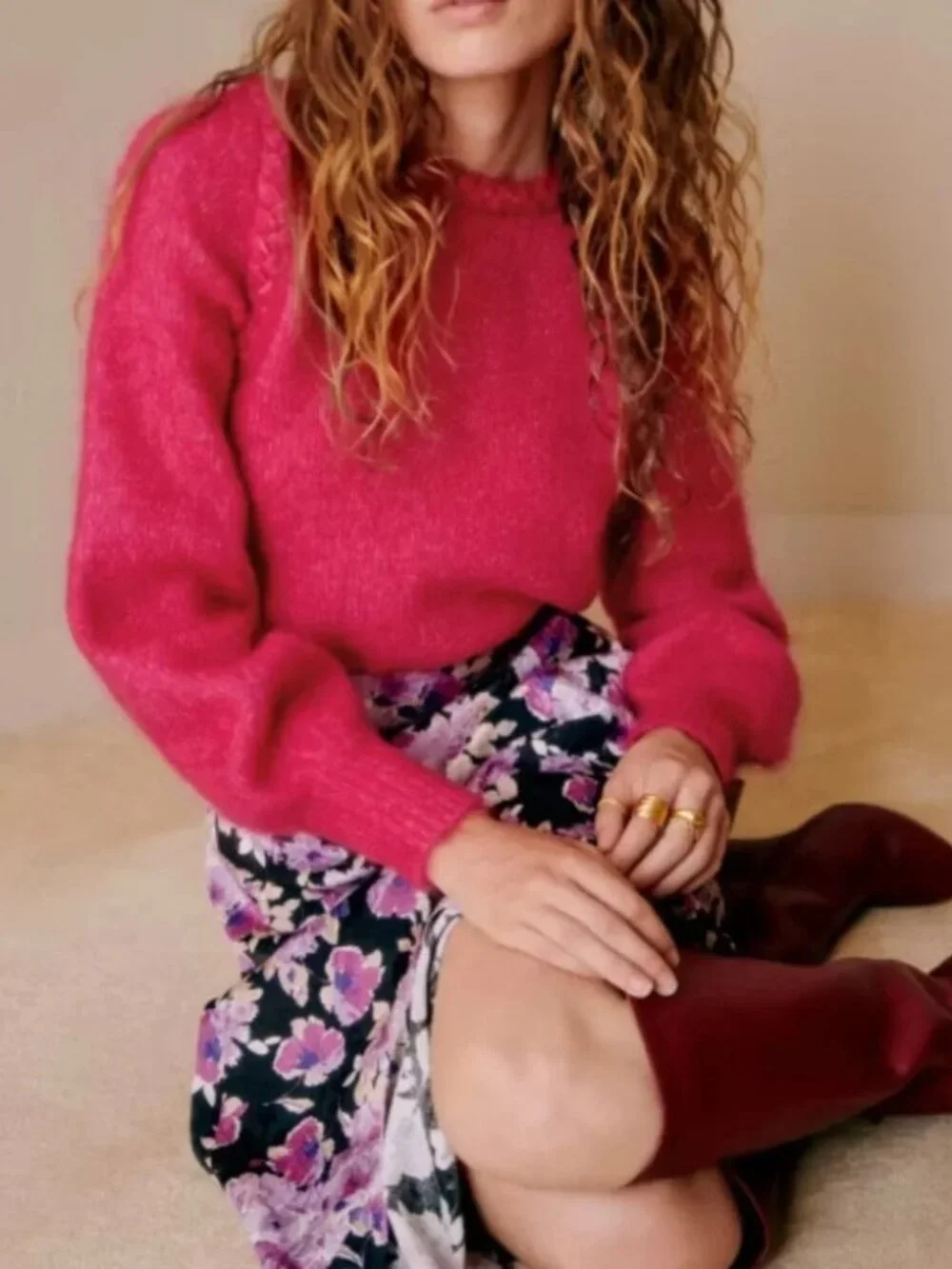 Sezane Annita Jumper in Raspberry size M
